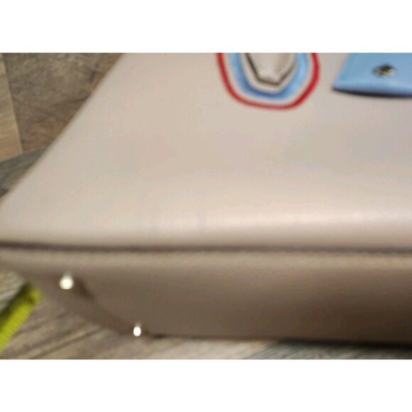 Kate Spade Beige Leather Small Eva Embroidered Tote Purse Whimsical Chic Preppy - Picture 15 of 15